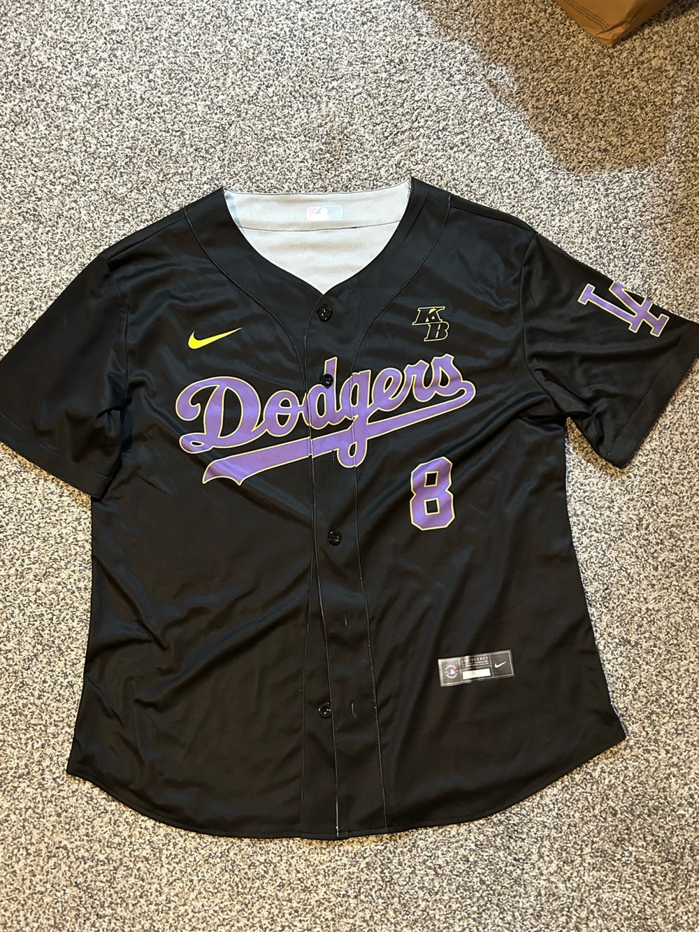 Dodgers Black & Purple Kobe Bryant Button-Front Baseball Jersey